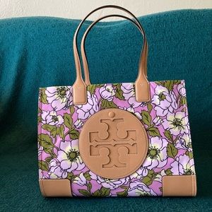 NWT Tory Burch Ella small printed tote aster flower authentic